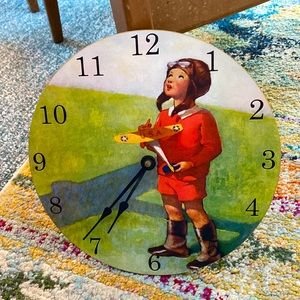 Adorable little boy aviator wall clock